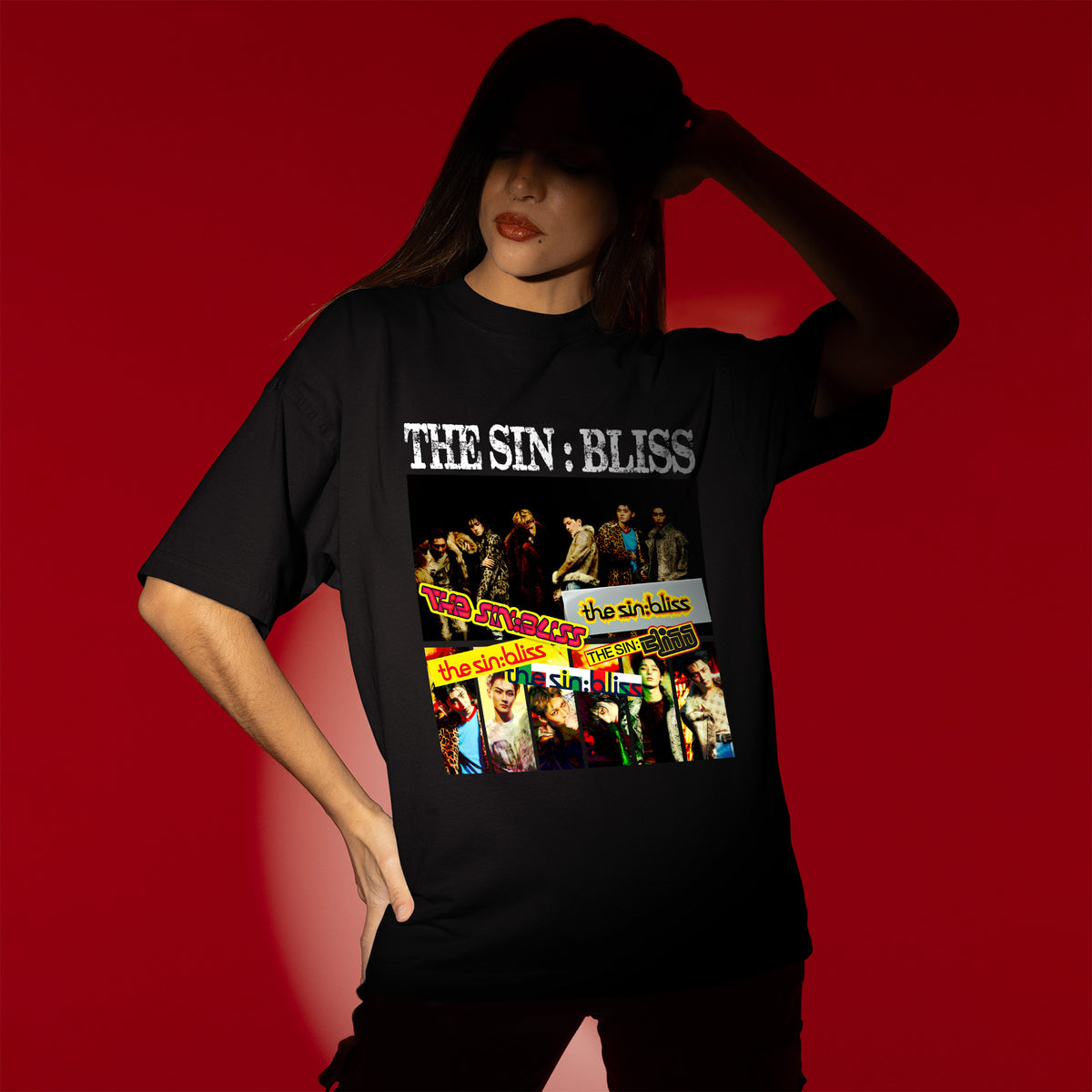 ENHYPEN Retro THE SIN BLISS 8th Mini Album T-Shirt - Women view, Y2K kpop concert tee