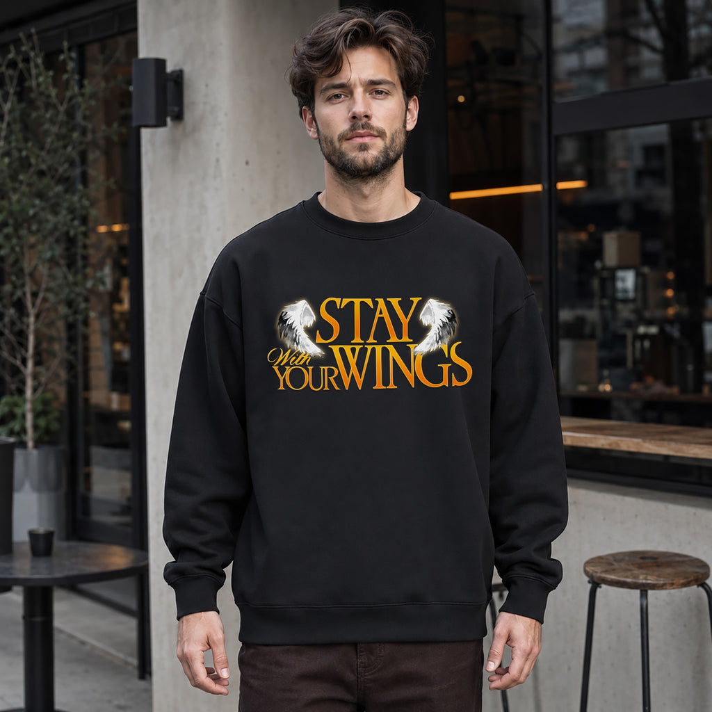 Stray Kids Stay With Your Wings Sweatshirt - Men Front view, Y2K kpop concert sweatshirt