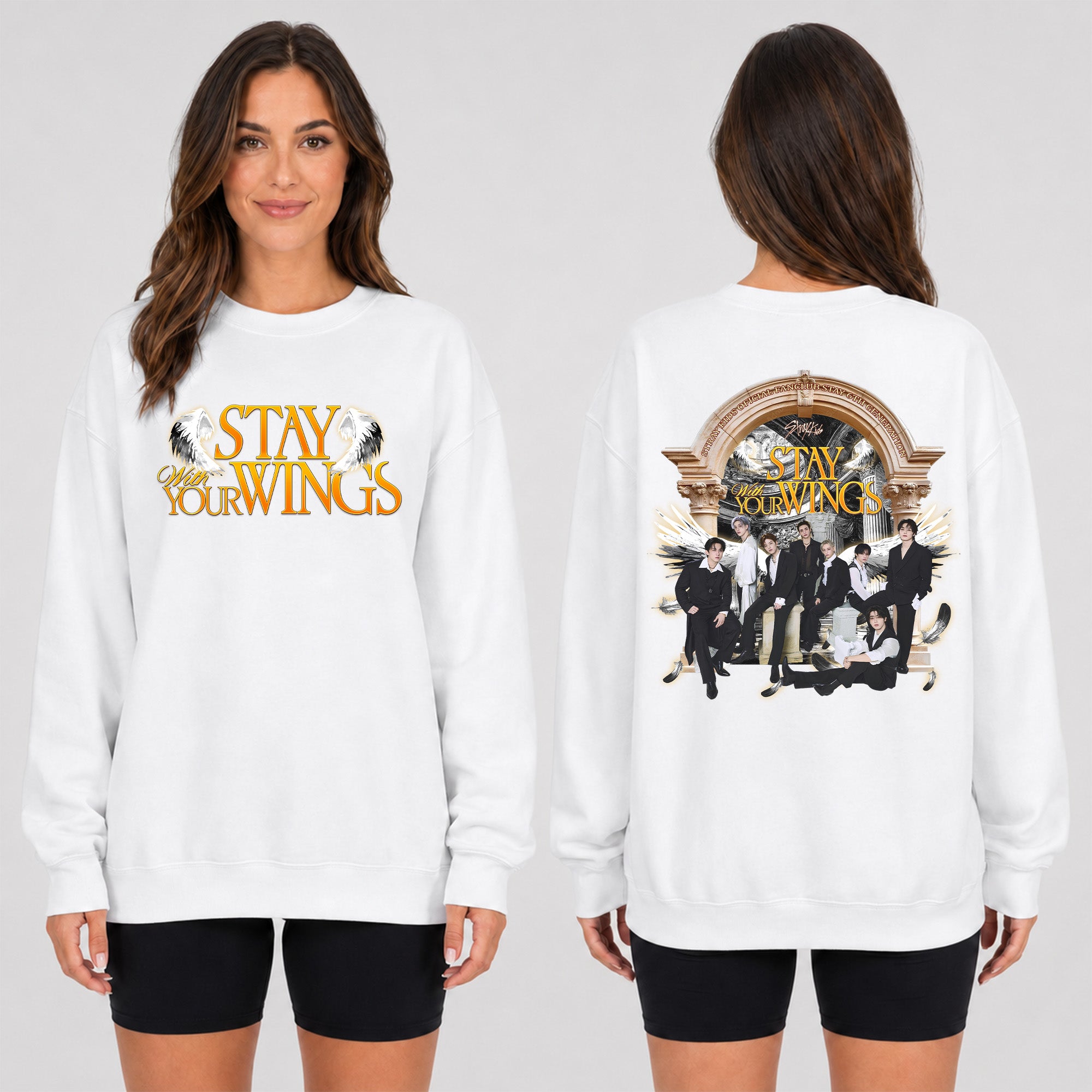 Stray Kids Stay With Your Wings Sweatshirt - Women view, Y2K kpop concert sweatshirt