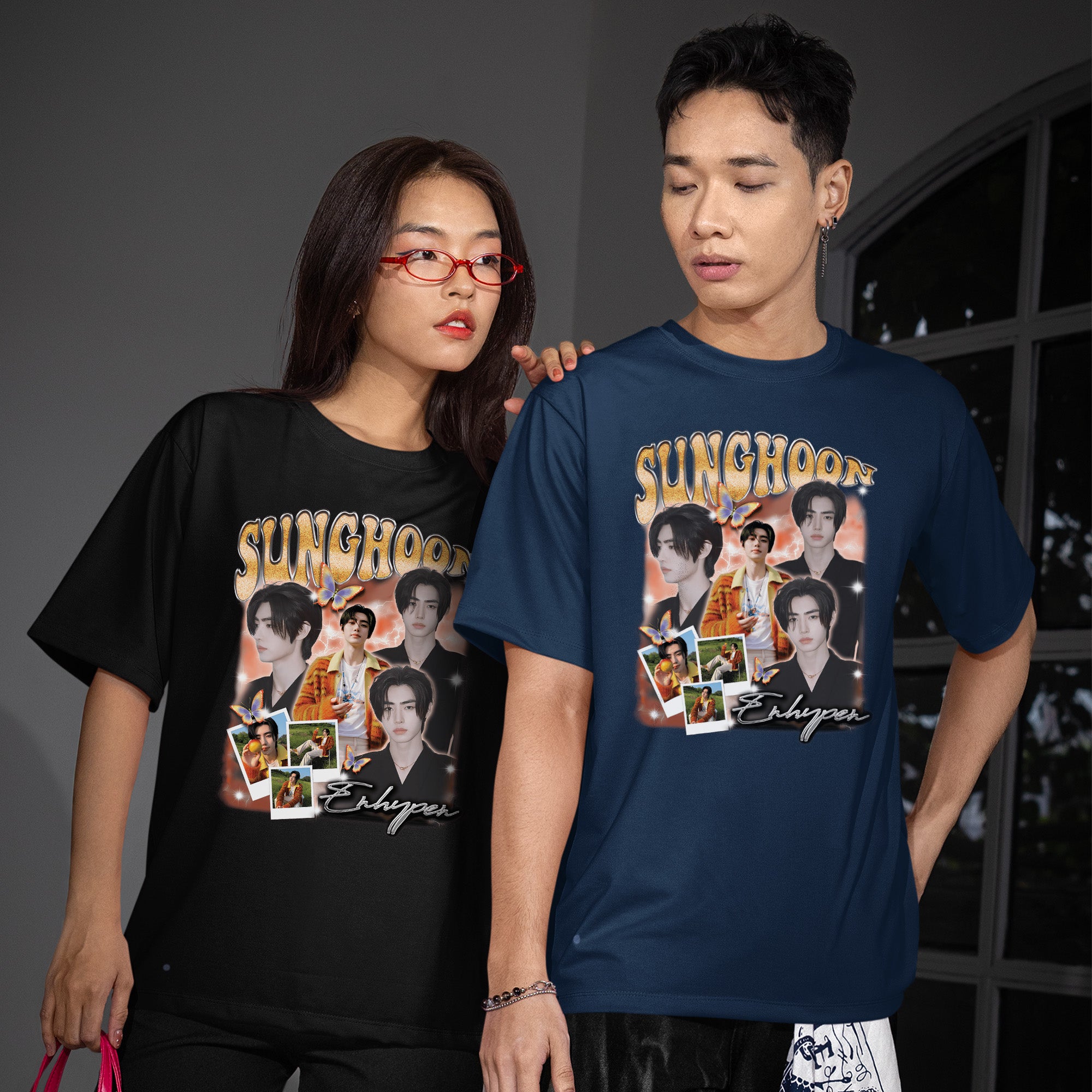 ENHYPEN Sunghoon Graphic T-Shirt - Couple view, Y2K kpop concert tee