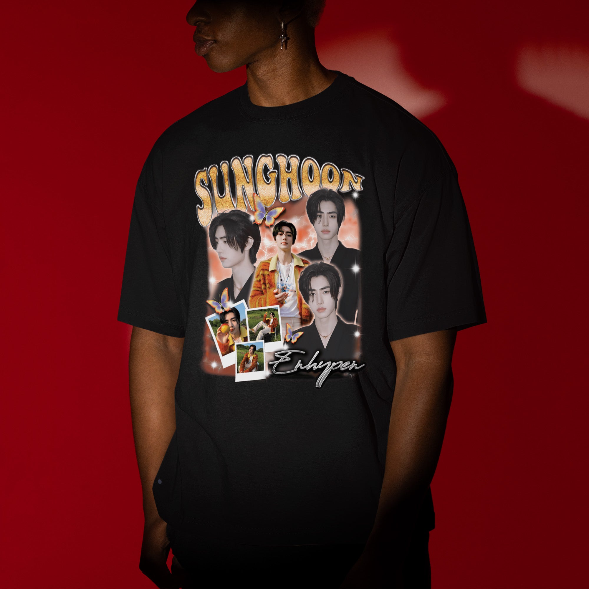 ENHYPEN Sunghoon Graphic T-Shirt - Men view, Y2K kpop concert tee