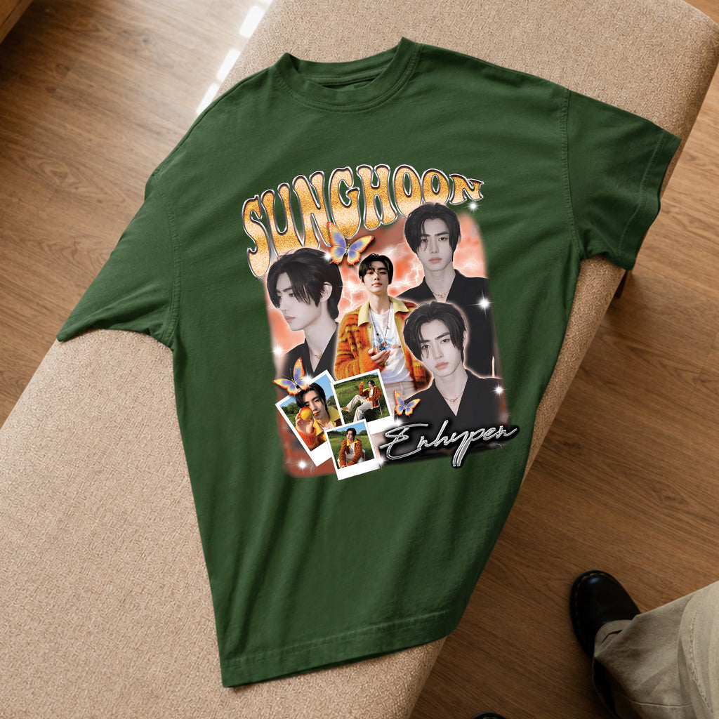 ENHYPEN Sunghoon Graphic T-Shirt - Spread view, Y2K kpop concert tee