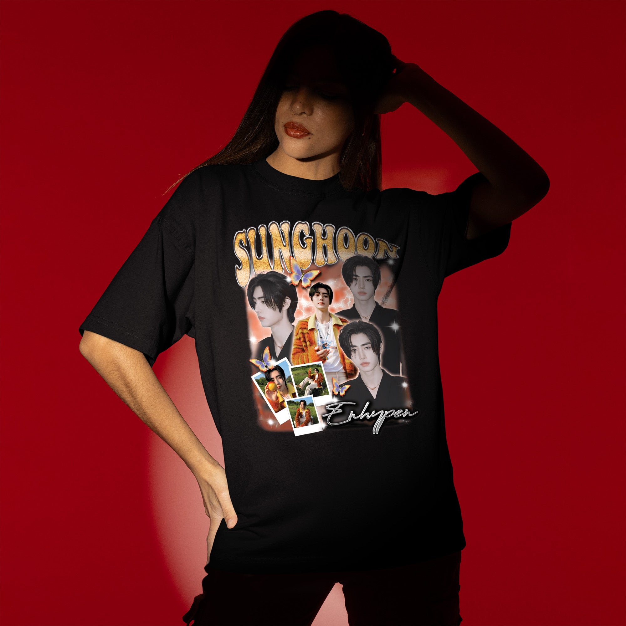 ENHYPEN Sunghoon Graphic T-Shirt - Women view, Y2K kpop concert tee