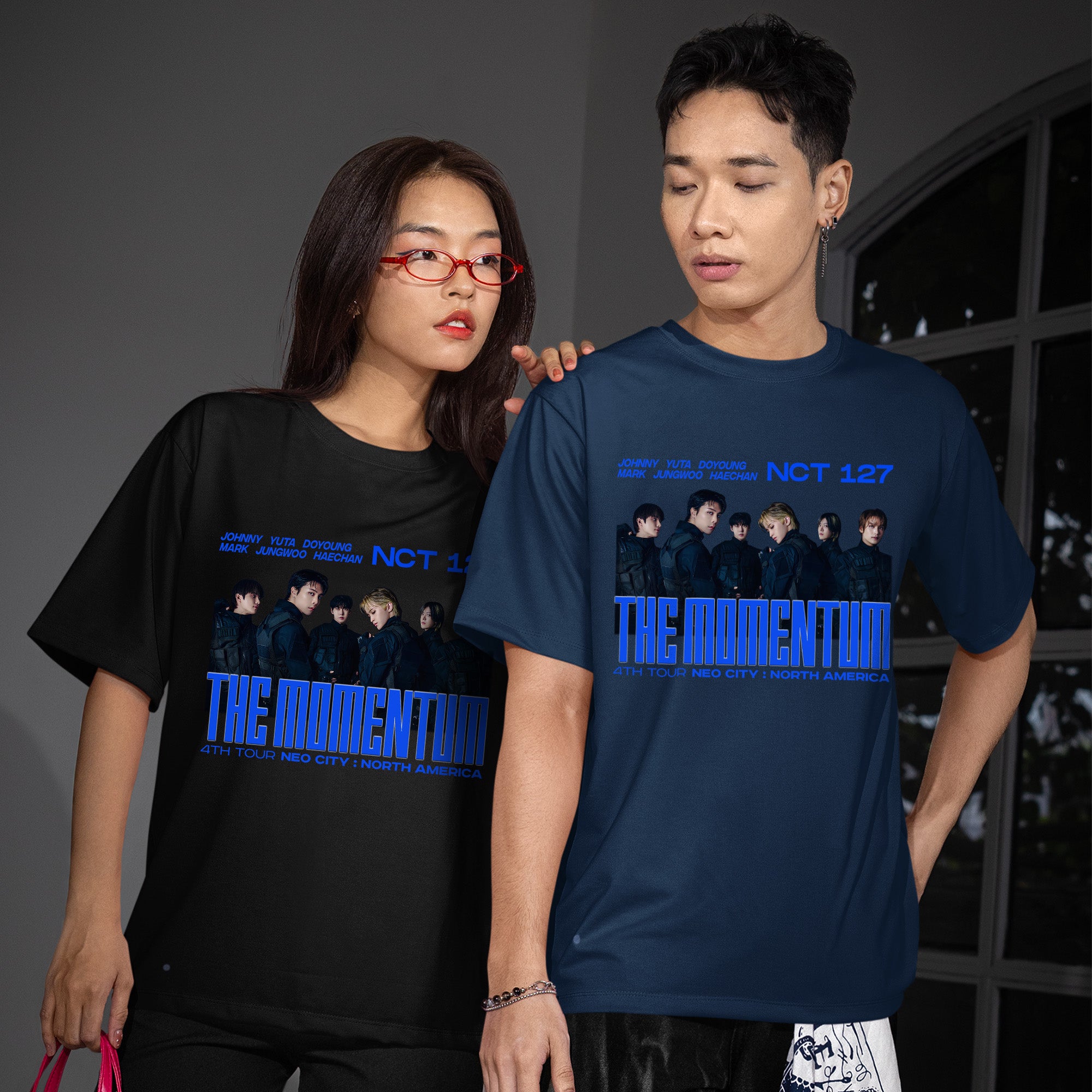 NCT 127 The Momentum Member T-Shirt - Couple view, Y2K kpop concert tee