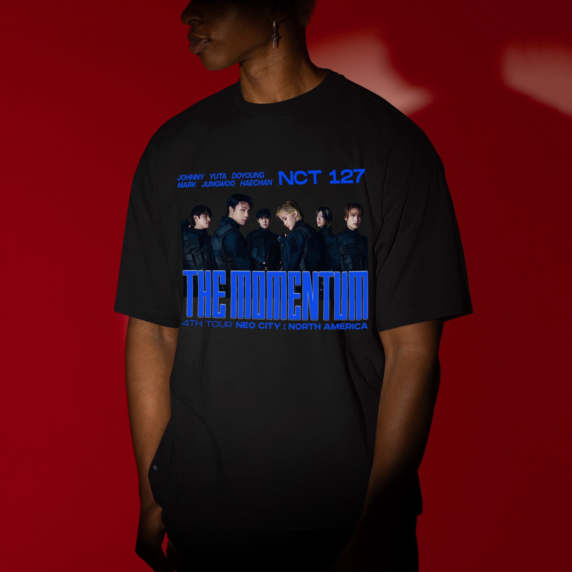 NCT 127 The Momentum Member T-Shirt - Men view, Y2K kpop concert tee