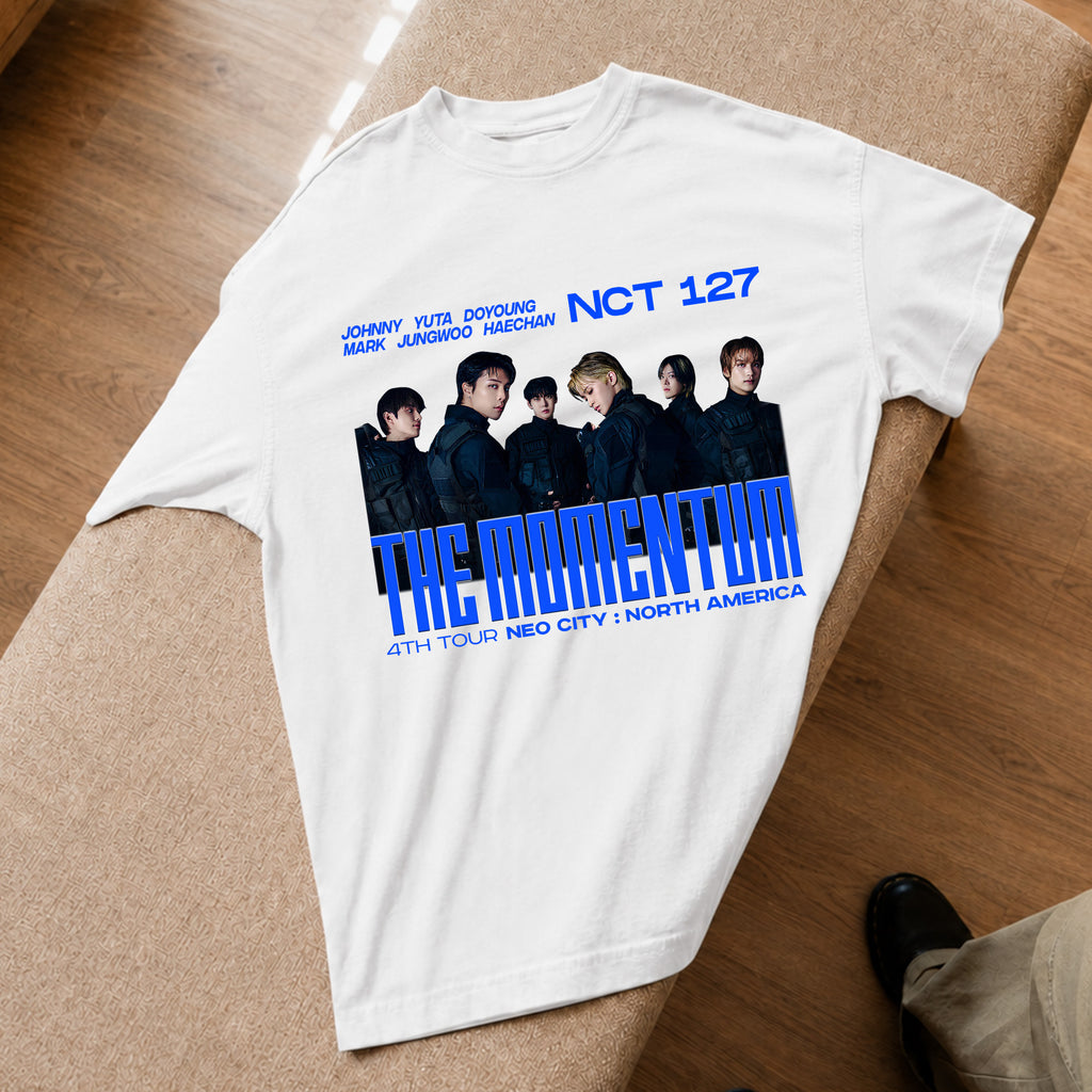 NCT 127 The Momentum Member T-Shirt - Spread view, Y2K kpop concert tee