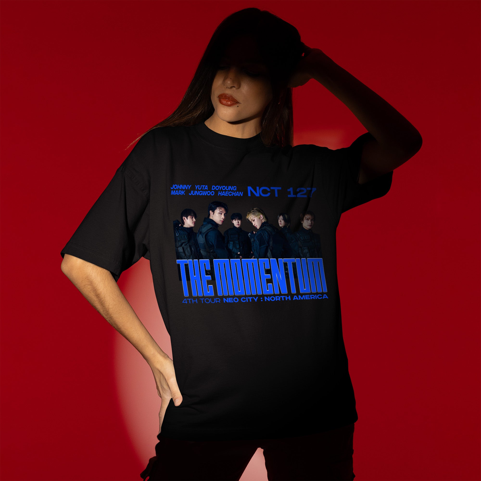 NCT 127 The Momentum Member T-Shirt - Women view, Y2K kpop concert tee