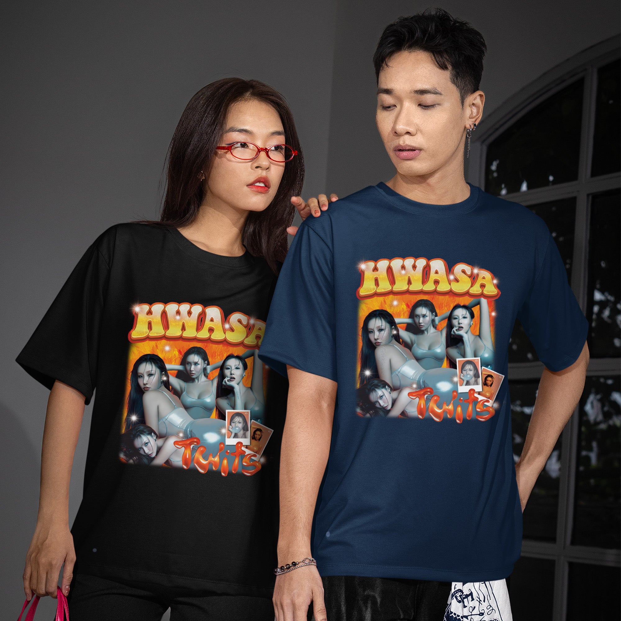 Hwasa Twits Graphic T-Shirt - Couple view, Y2K kpop concert tee