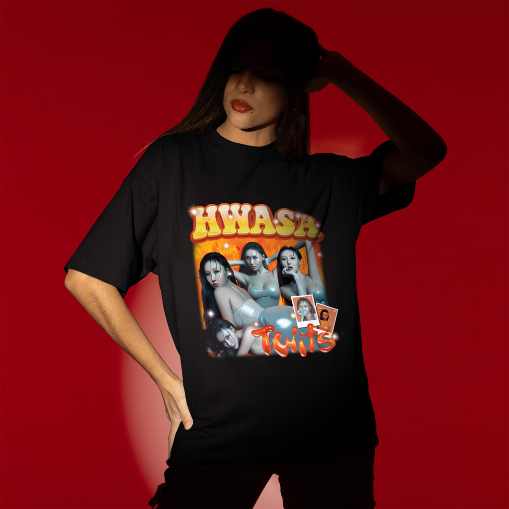Hwasa Twits Graphic T-Shirt - Women view, Y2K kpop concert tee