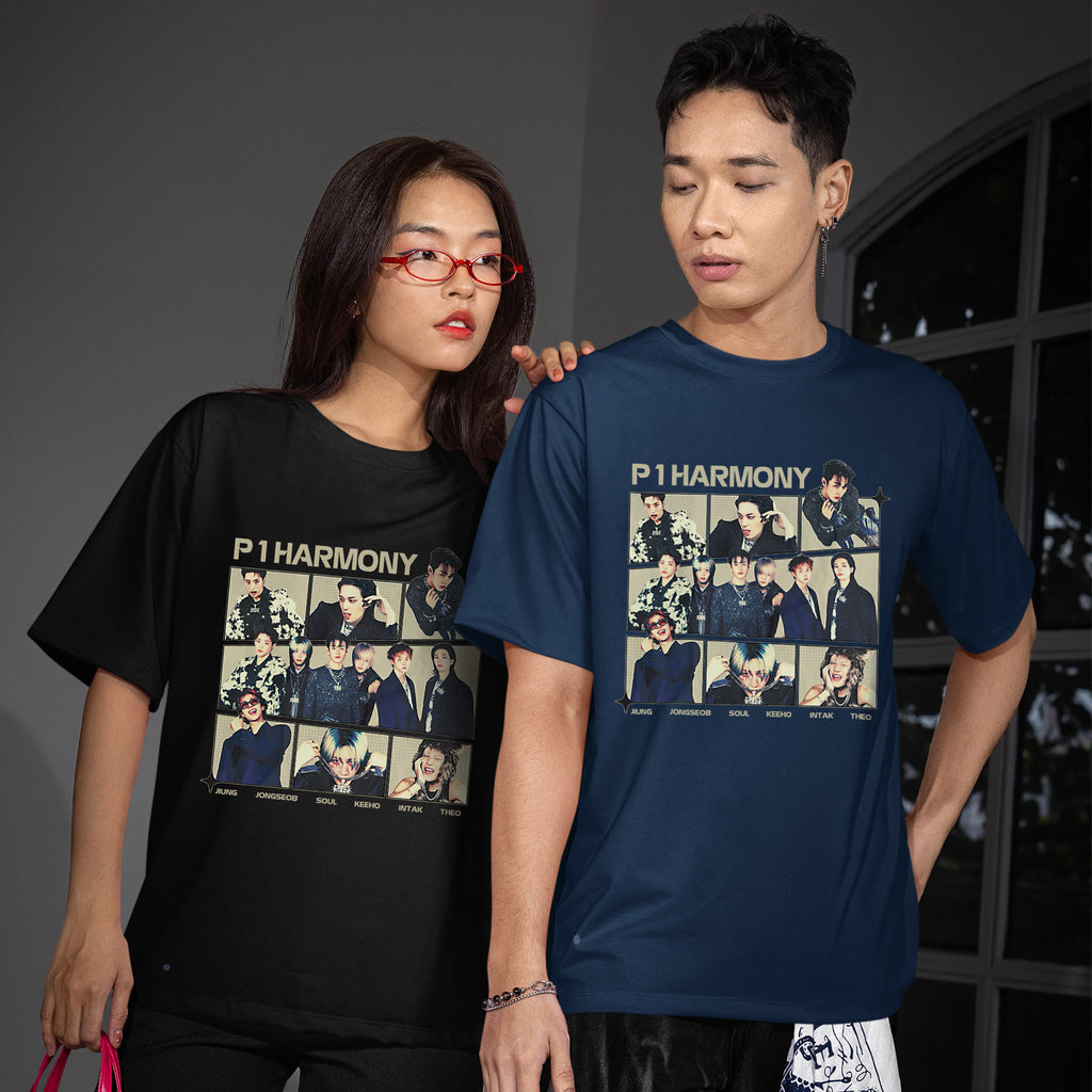 P1Harmony Member T-Shirt - Couple view, Y2K kpop concert tee