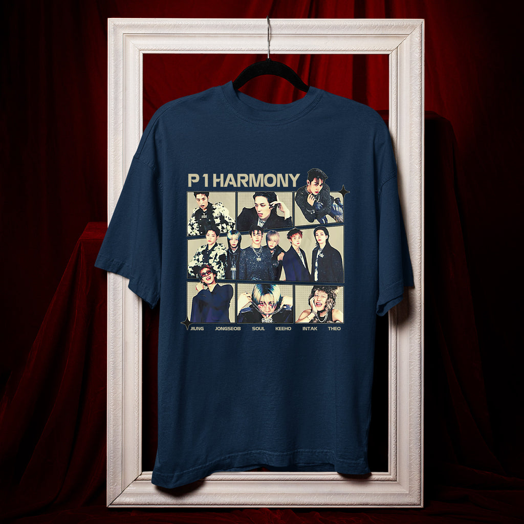 P1Harmony Member T-Shirt - Hang view, Y2K kpop concert tee
