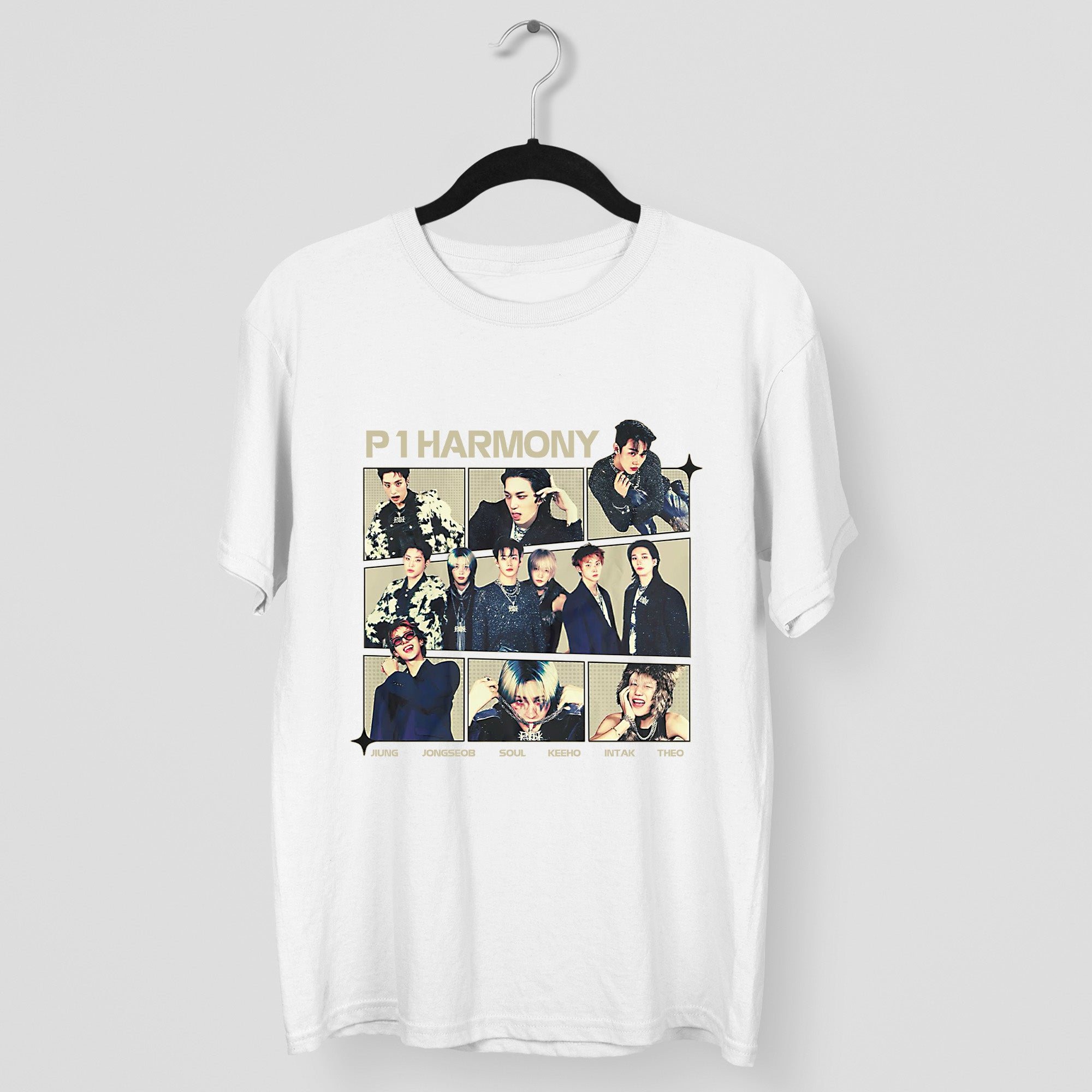 P1Harmony Member T-Shirt - Main view, Y2K kpop concert tee