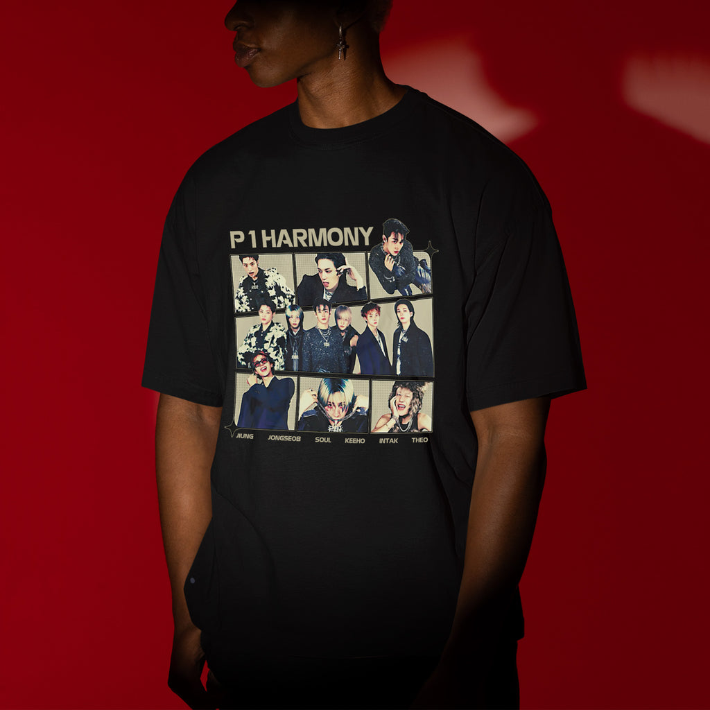 P1Harmony Member T-Shirt - Men view, Y2K kpop concert tee
