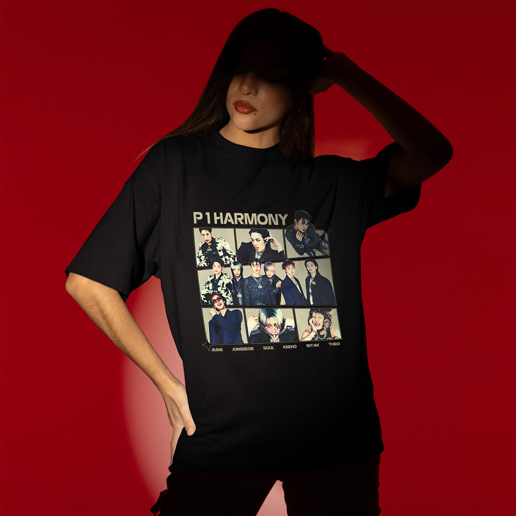 P1Harmony Member T-Shirt - Women view, Y2K kpop concert tee