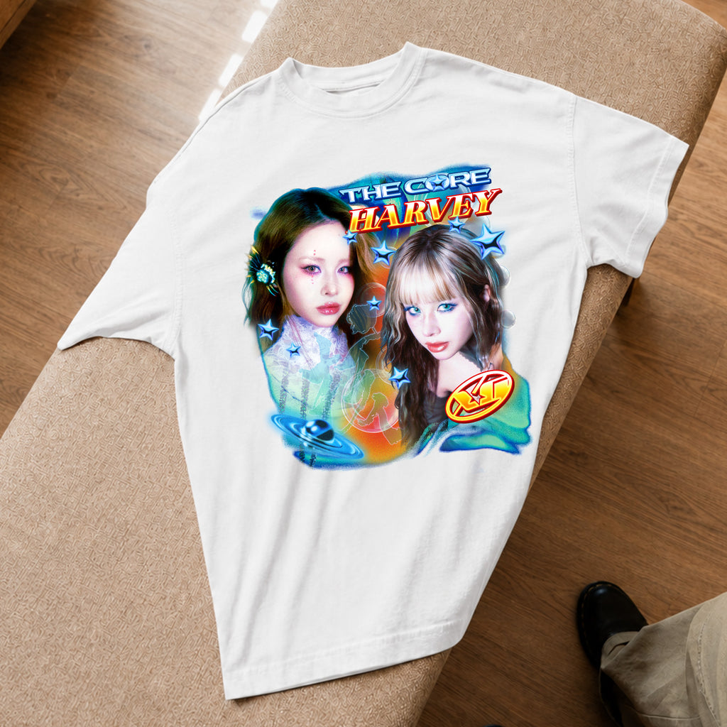 XG The Core Harvey T-Shirt - Spread view, Y2K kpop concert tee