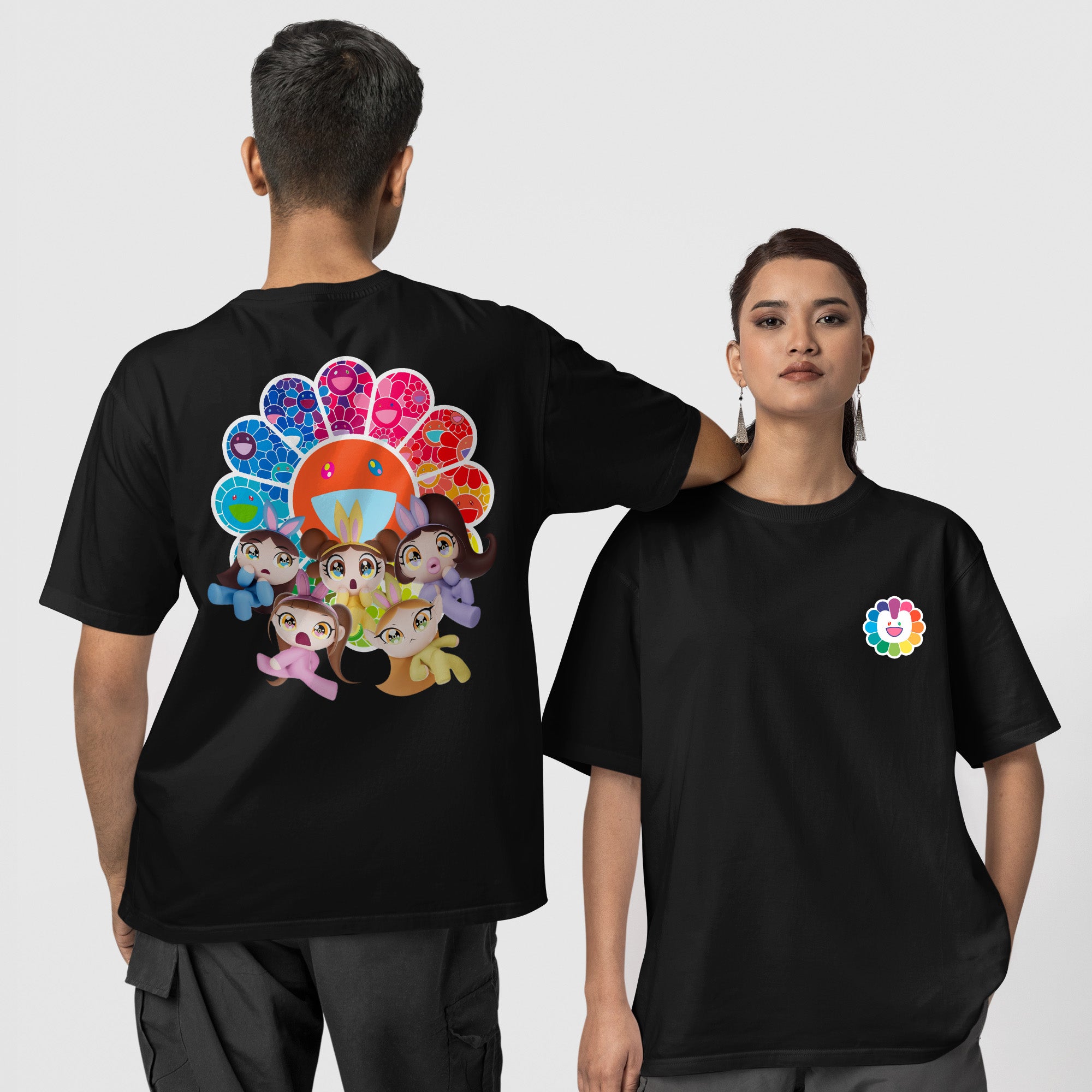 NewJeans Cute Member Chibi T-Shirt - Couple 1 view, Y2K kpop concert tee
