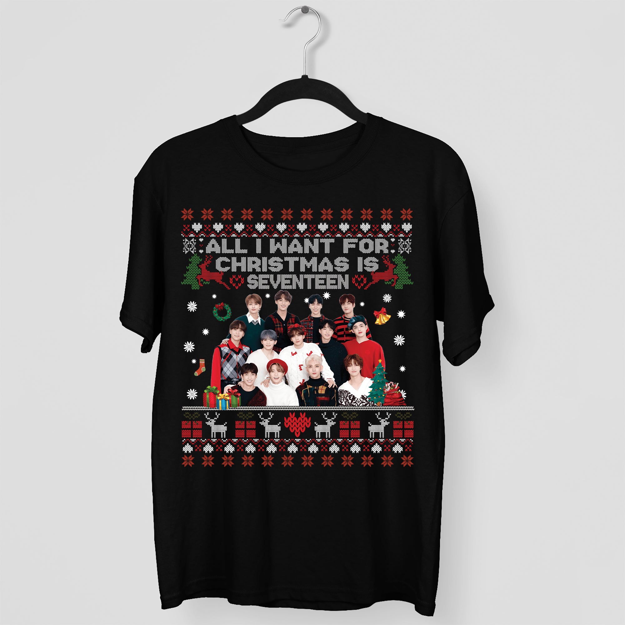 SEVENTEEN Christmas T-Shirt - Main view, Y2K kpop concert tee