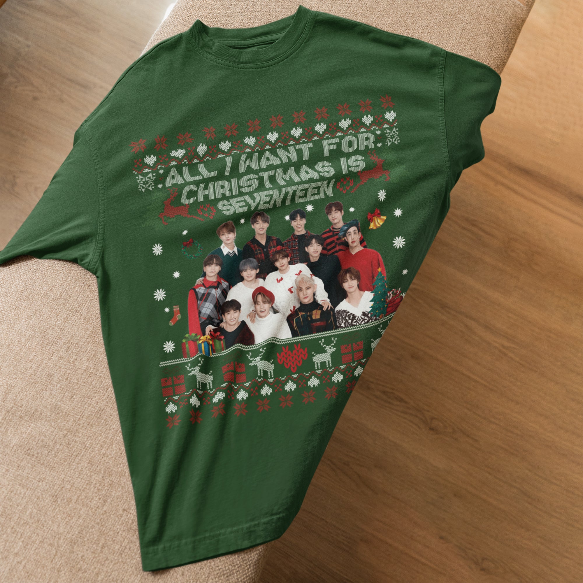 SEVENTEEN Christmas T-Shirt - Spread view, Y2K kpop concert tee
