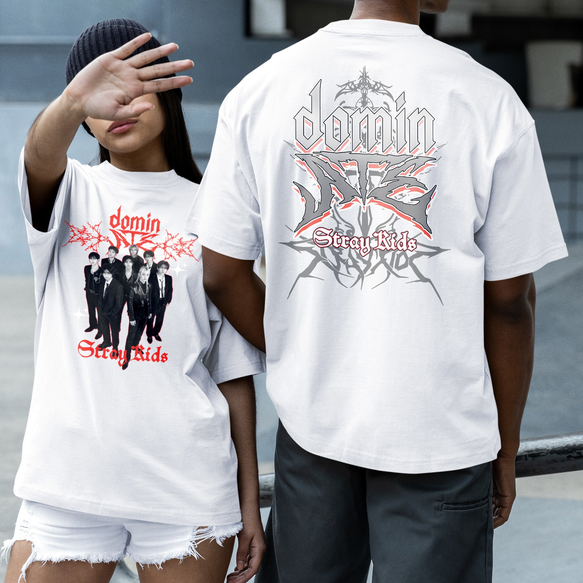Stray Kids Boys Band T-Shirt - Couple 2 view, Y2K kpop concert tee