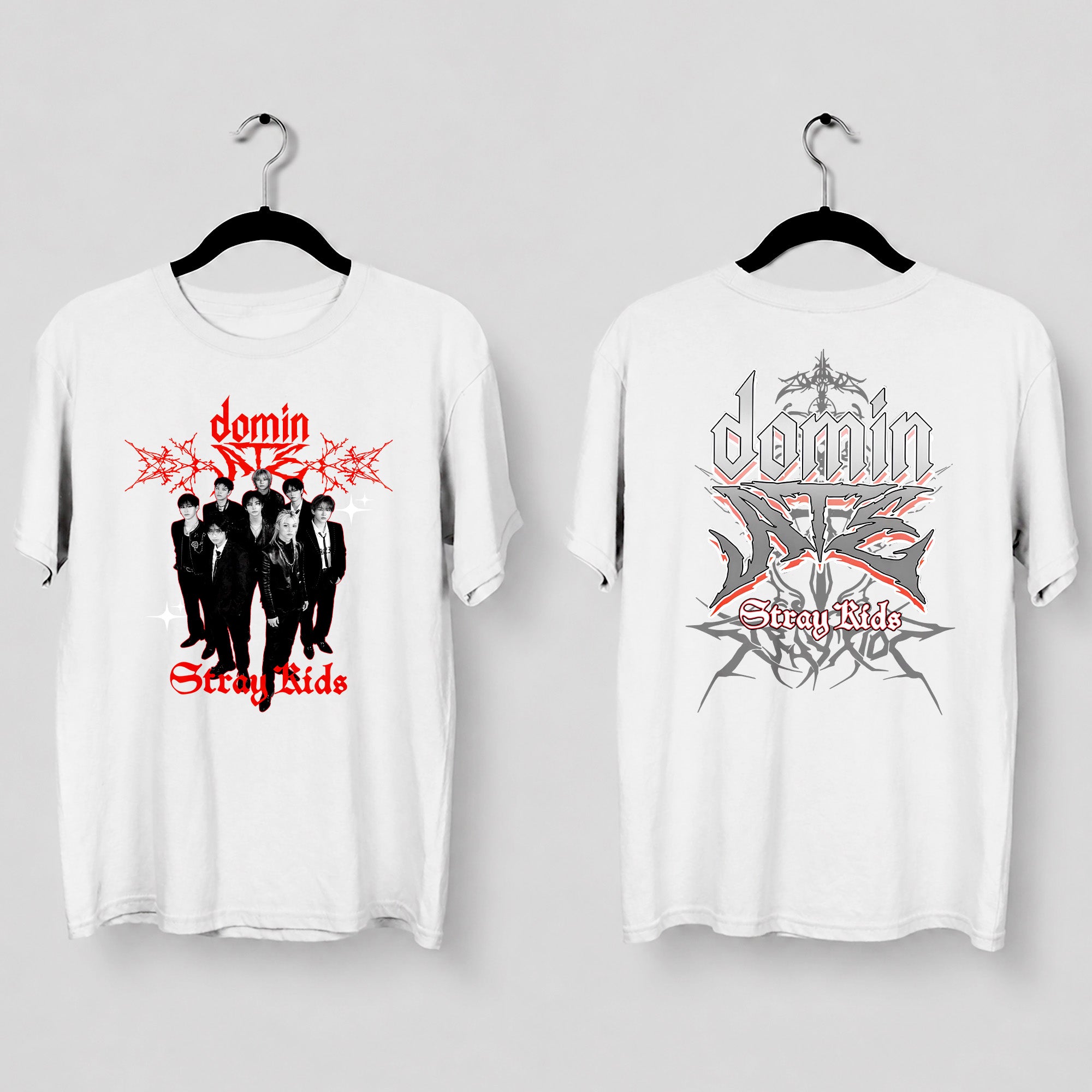 Stray Kids Boys Band T-Shirt - Main view, Y2K kpop concert tee