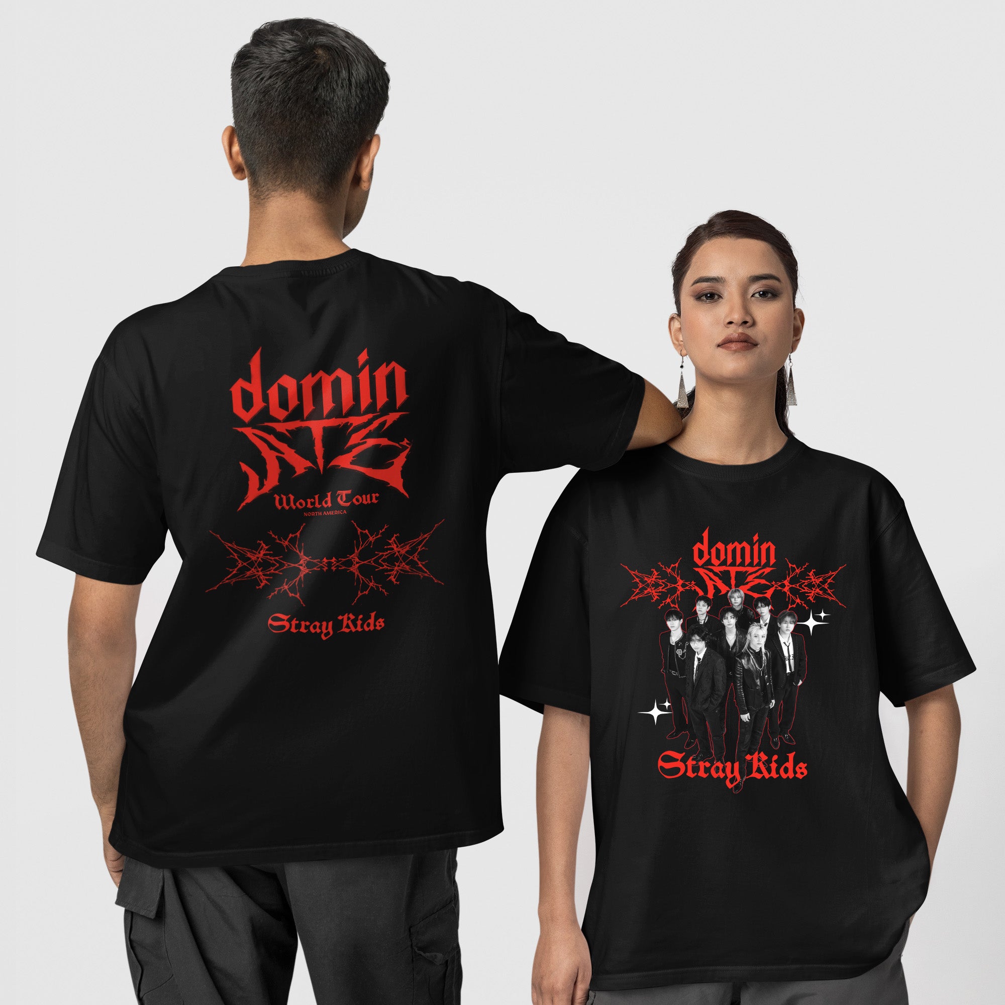 Stray Kids Kpop Band T-Shirt - Couple 1 view, Y2K kpop concert tee