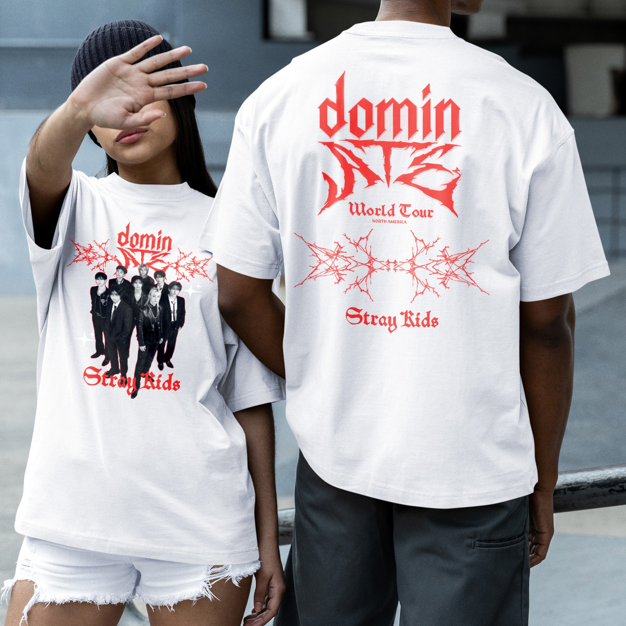 Stray Kids Kpop Band T-Shirt - Couple 2 view, Y2K kpop concert tee