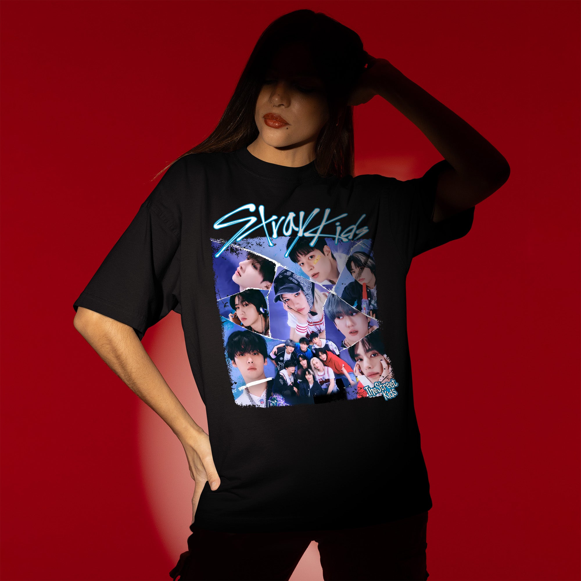 Stray Kids The Street Kids T-Shirt - Women view, Y2K kpop concert tee