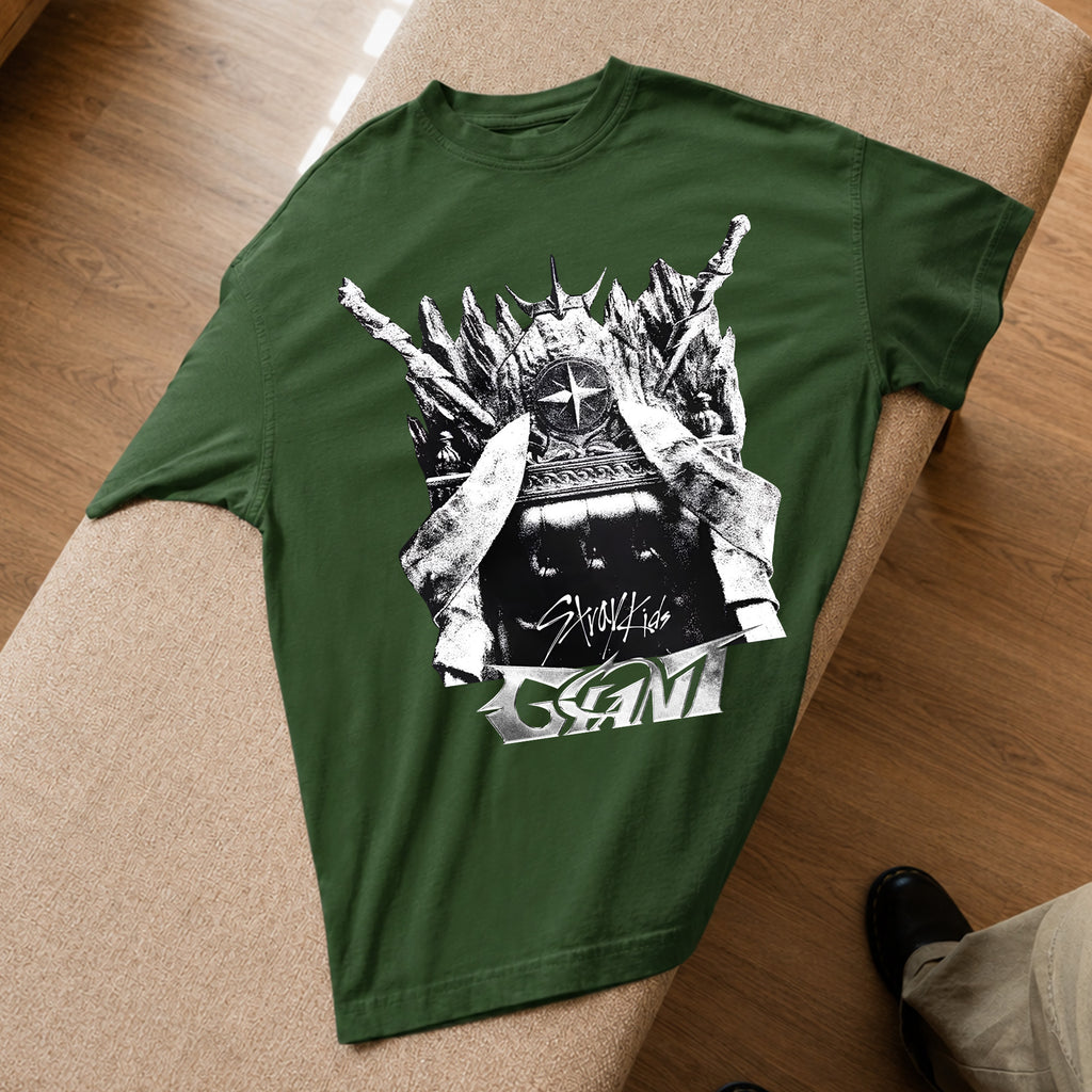 Stray Kids Giant Album Cover T-Shirt - Spread view, Y2K kpop concert tee