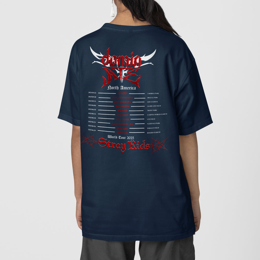 Stray Kids World Tour DominATE In US 2025 T-Shirt - Back view, Y2K kpop concert tee