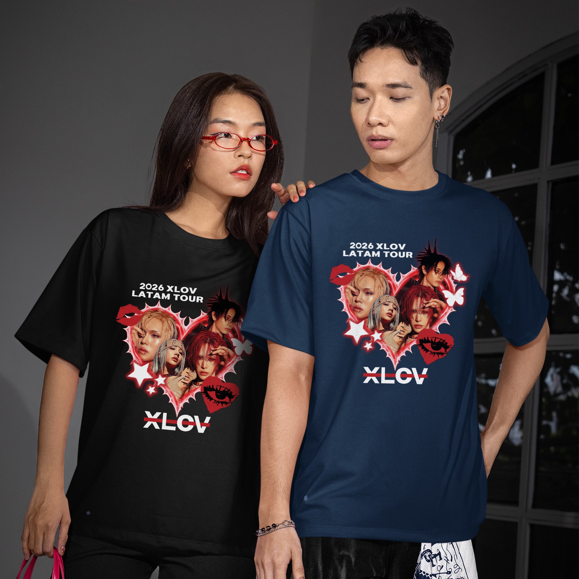 XLOV 2026 Latam Tour T-Shirt - Couple view, Y2K kpop concert tee