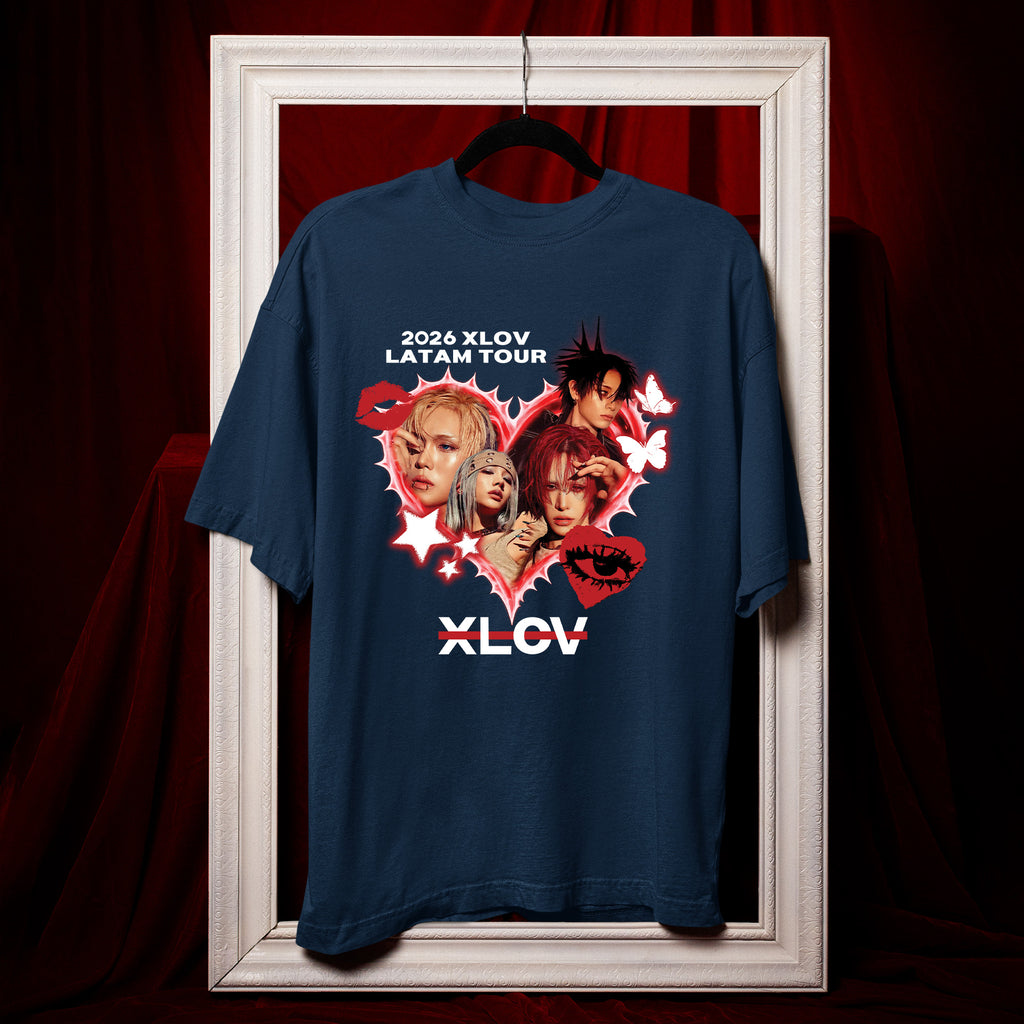 XLOV 2026 Latam Tour T-Shirt - Hang view, Y2K kpop concert tee