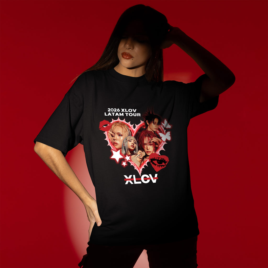 XLOV 2026 Latam Tour T-Shirt - Women view, Y2K kpop concert tee