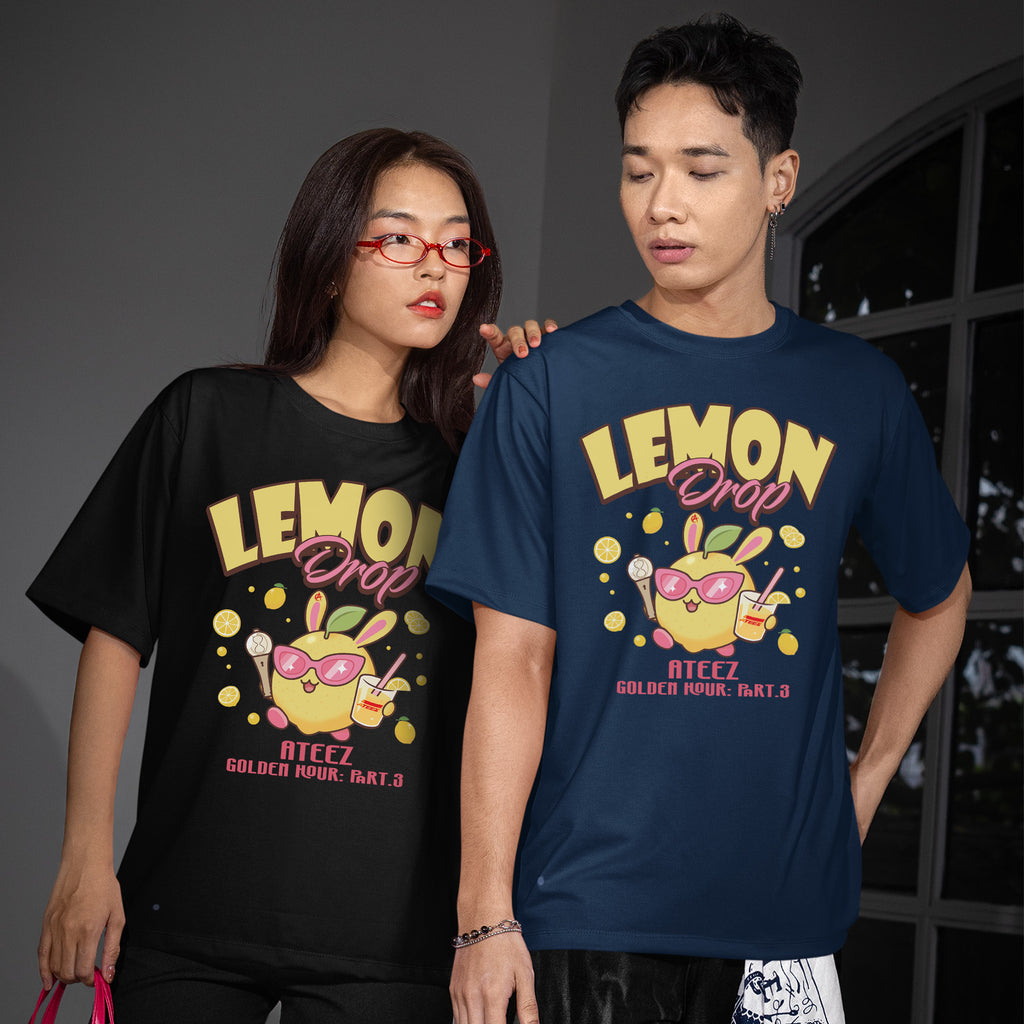 ATEEZ Lemon Drop Golden Hour T-Shirt - Couple view, Y2K kpop concert tee