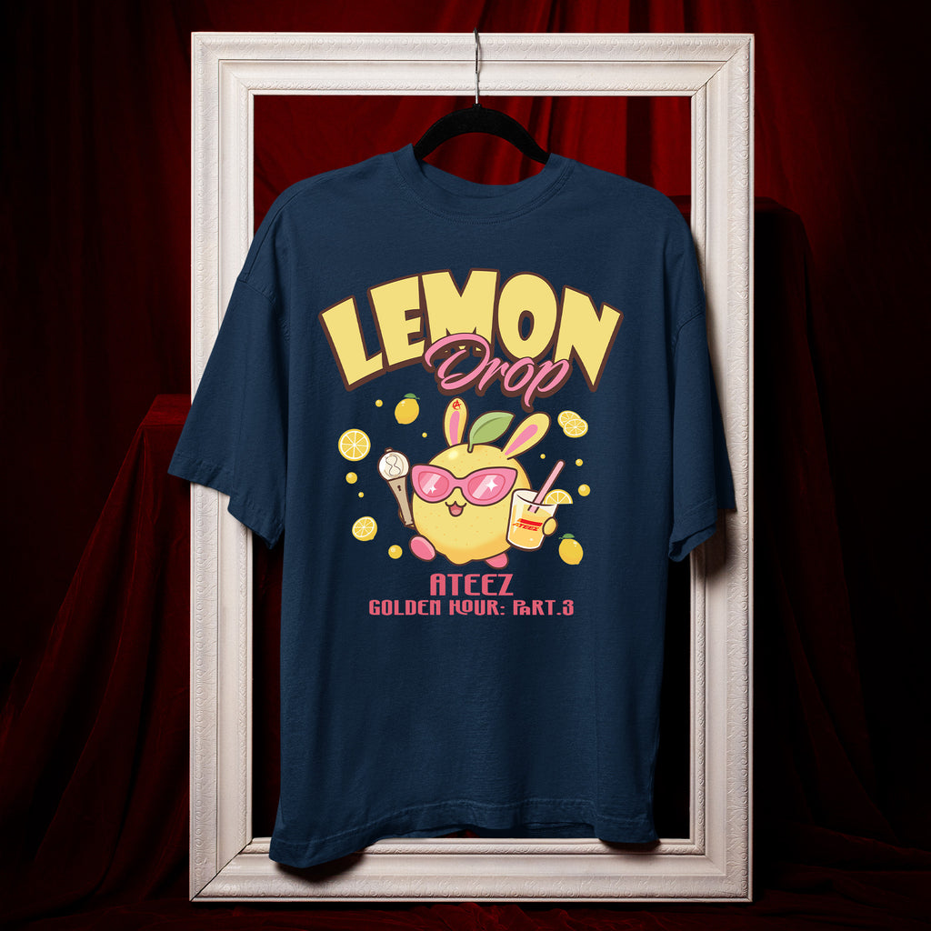 ATEEZ Lemon Drop Golden Hour T-Shirt - Hang view, Y2K kpop concert tee