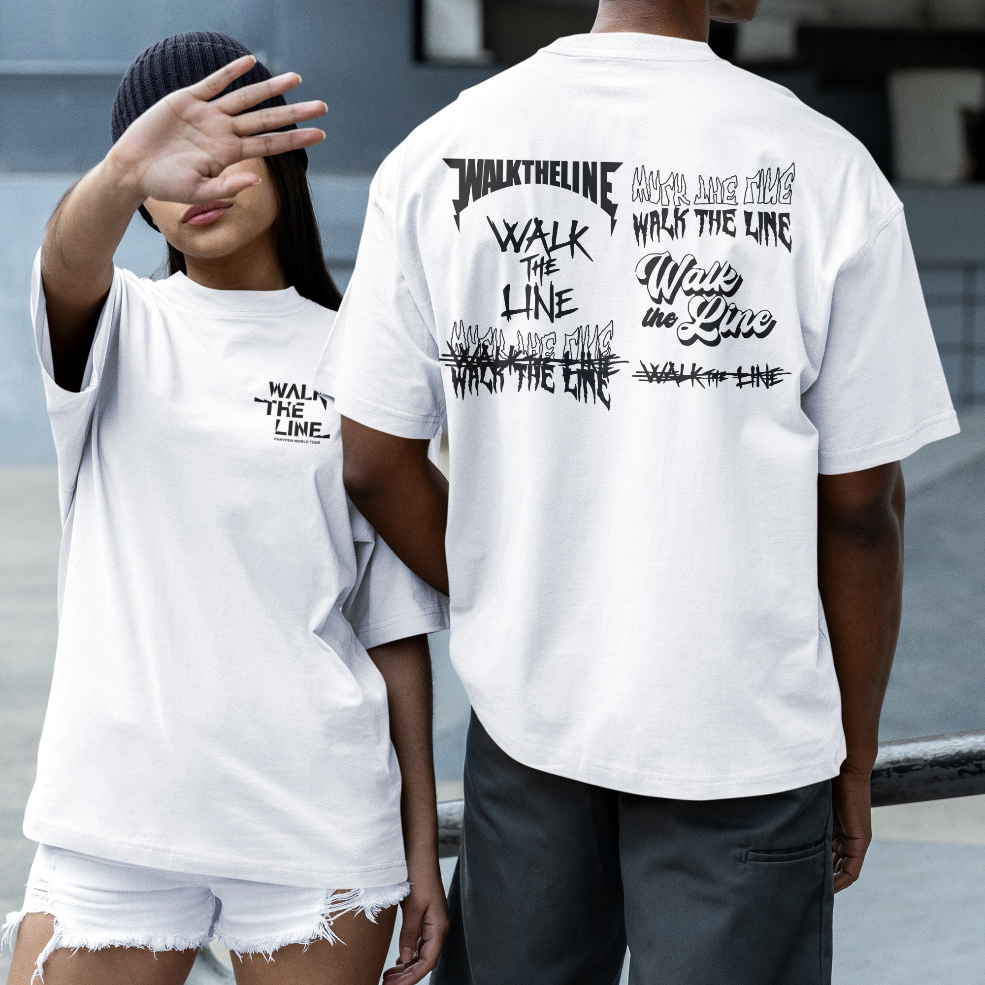 ENHYPEN Walk The Line World Tour T-Shirt - Couple 2 view, Y2K kpop concert tee