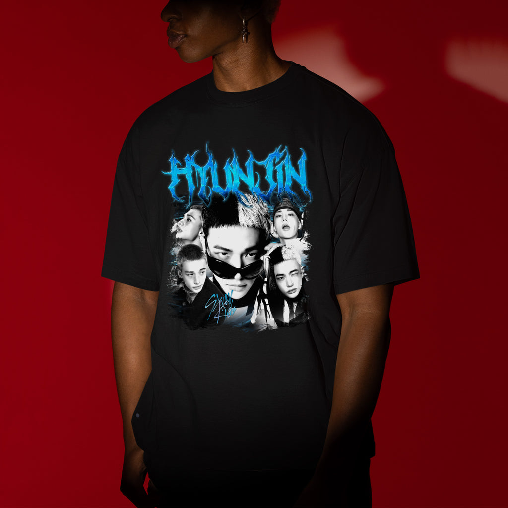 Stray Kids Graphic Hyunjin Retro T-Shirt - Men view, Y2K kpop concert tee