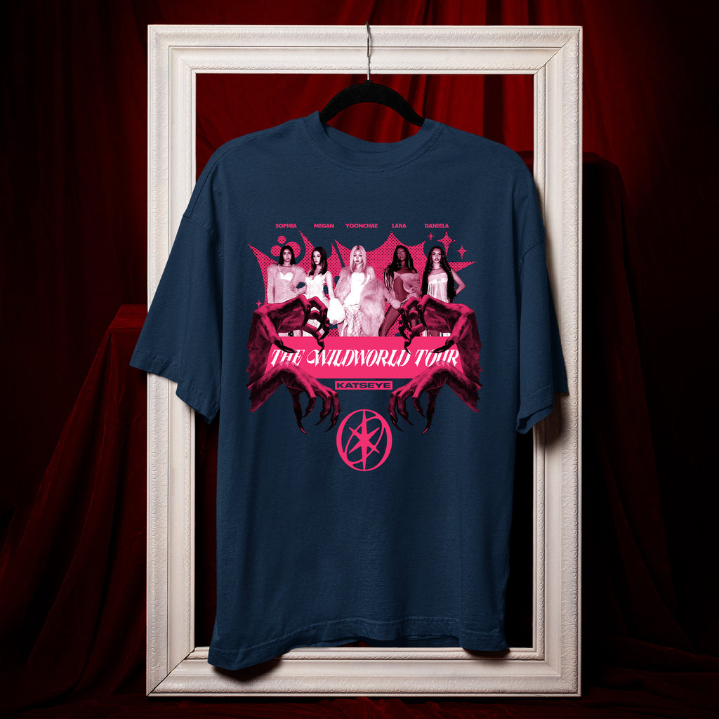 KATSEYE Graphic The Wildworld Tour T-Shirt - Hang view, Y2K kpop concert tee