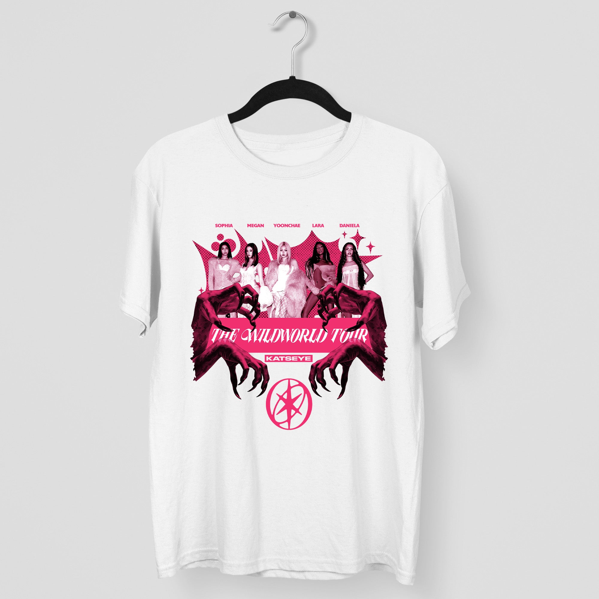 KATSEYE Graphic The Wildworld Tour T-Shirt - Main view, Y2K kpop concert tee