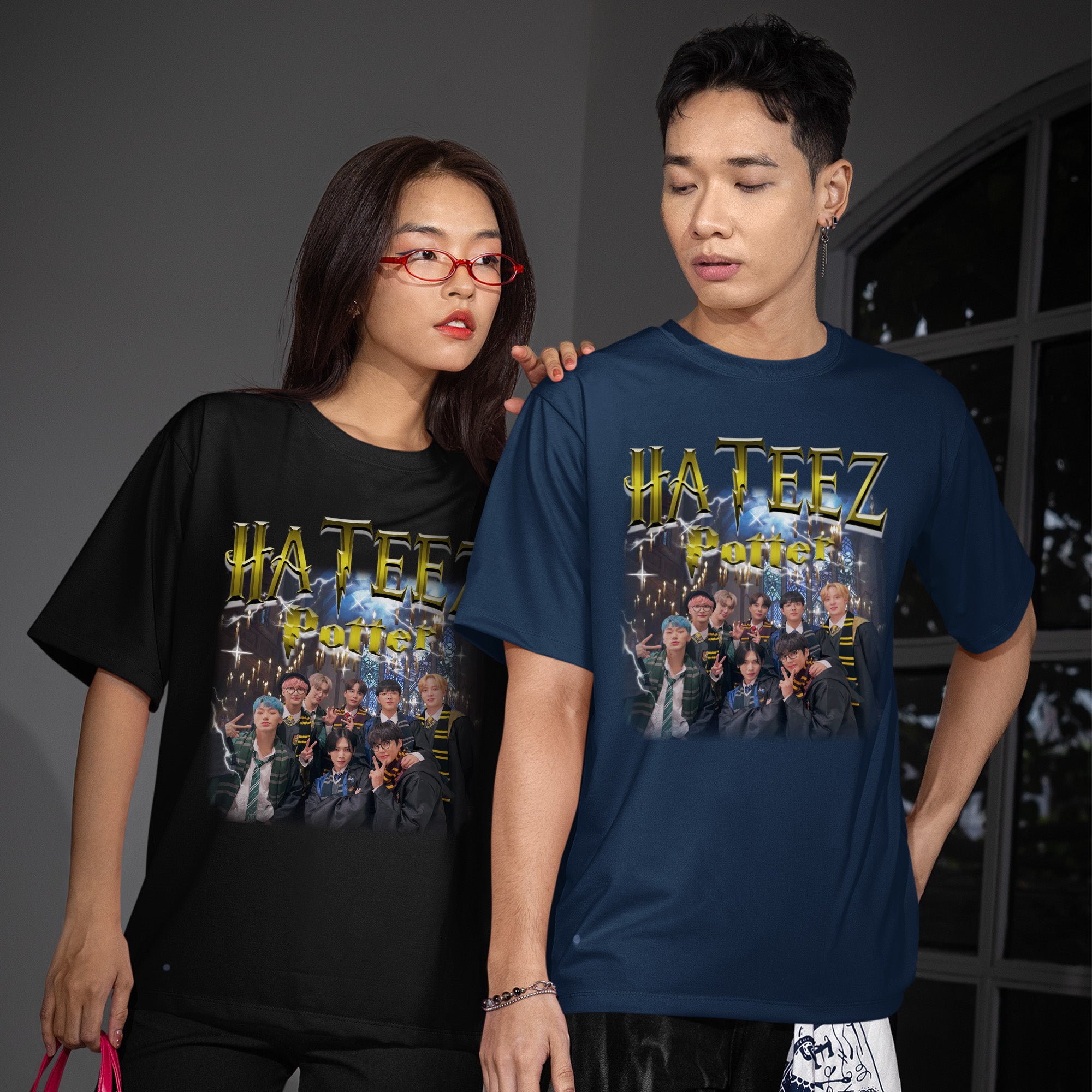ATEEZ Hateez Potter T-Shirt - Couple view, Y2K kpop concert tee