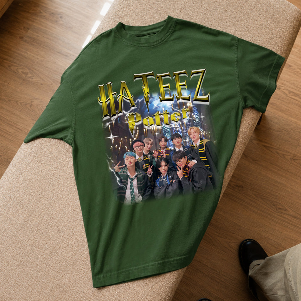 ATEEZ Hateez Potter T-Shirt - Spread view, Y2K kpop concert tee