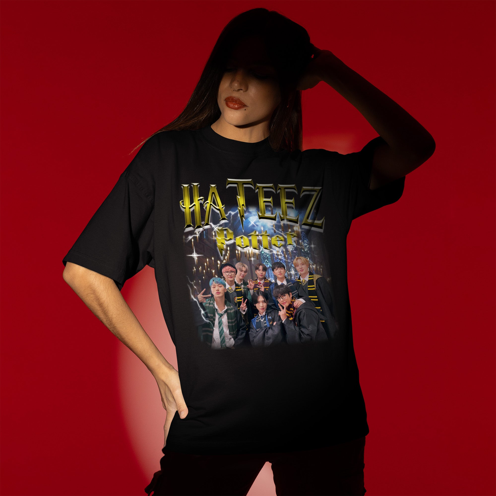 ATEEZ Hateez Potter T-Shirt - Women view, Y2K kpop concert tee