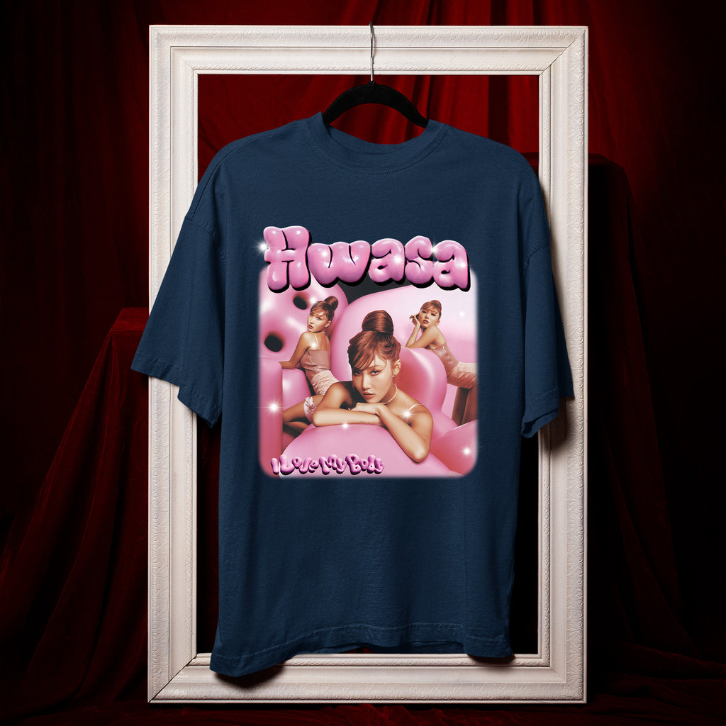 Hwasa I Love My Body T-Shirt - Hang view, Y2K kpop concert tee