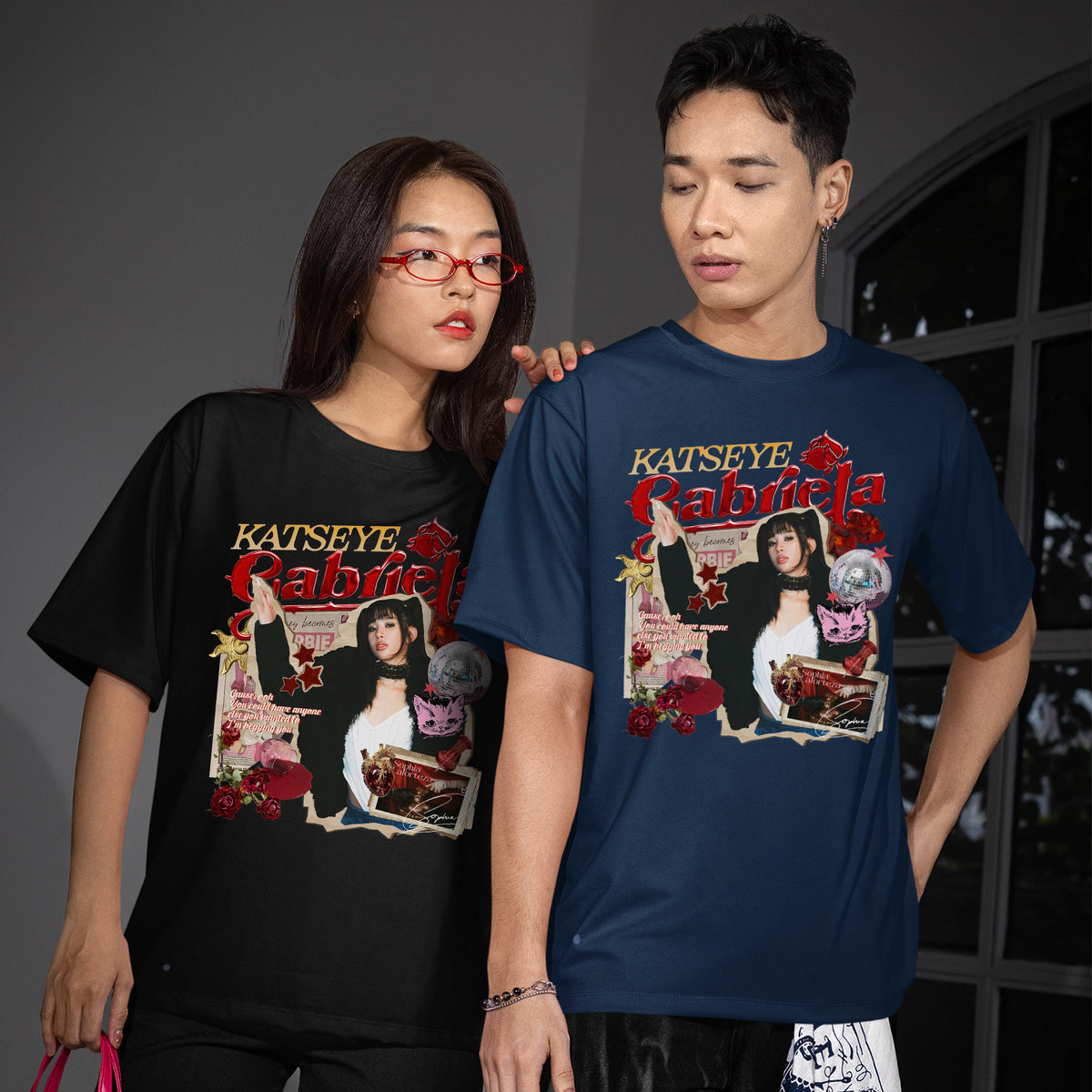 KATSEYE Gabriela Sophia T-Shirt - Couple view, Y2K kpop concert tee