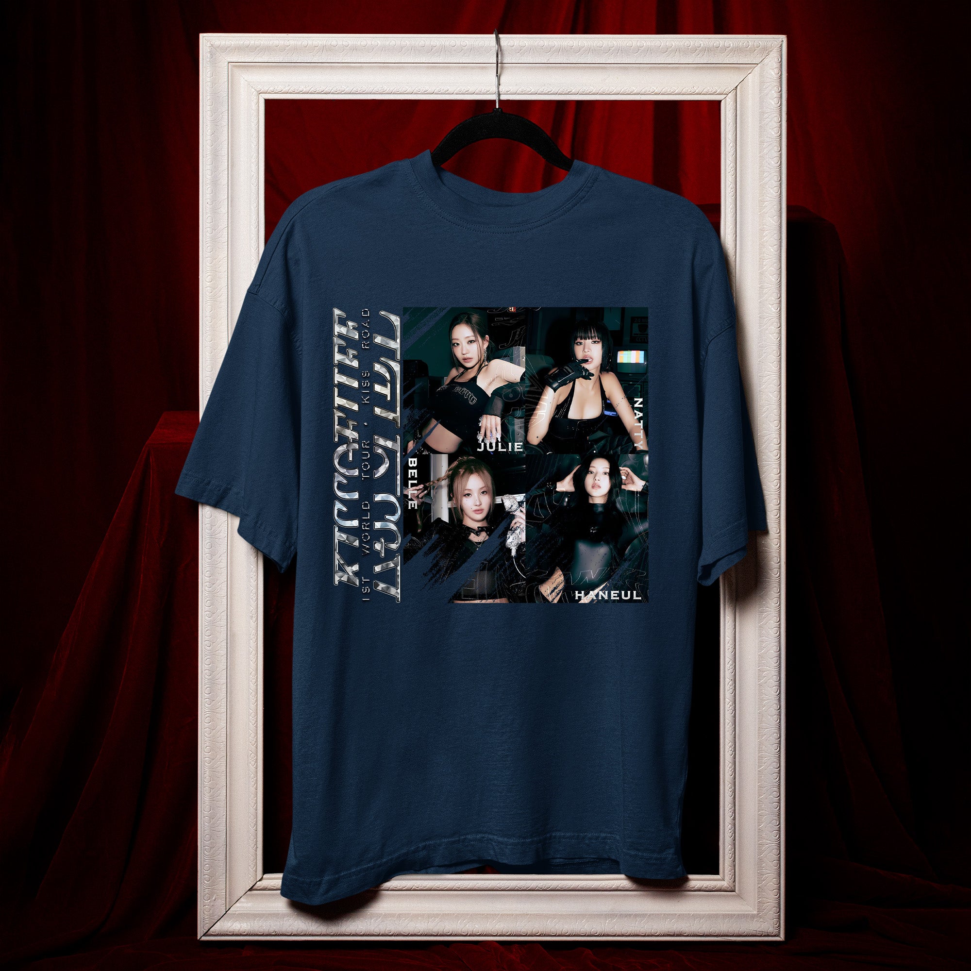 Kiss Of Life Member Graphic T-Shirt - Hang view, Y2K kpop concert tee