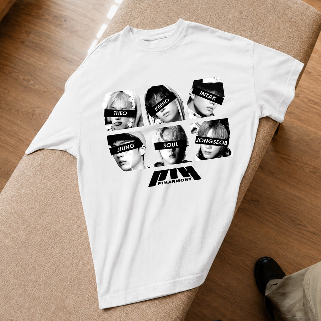P1Harmony Members Keeho Theo Jiung Intak Soul, Jongseob T-Shirt - Spread view, Y2K kpop concert tee