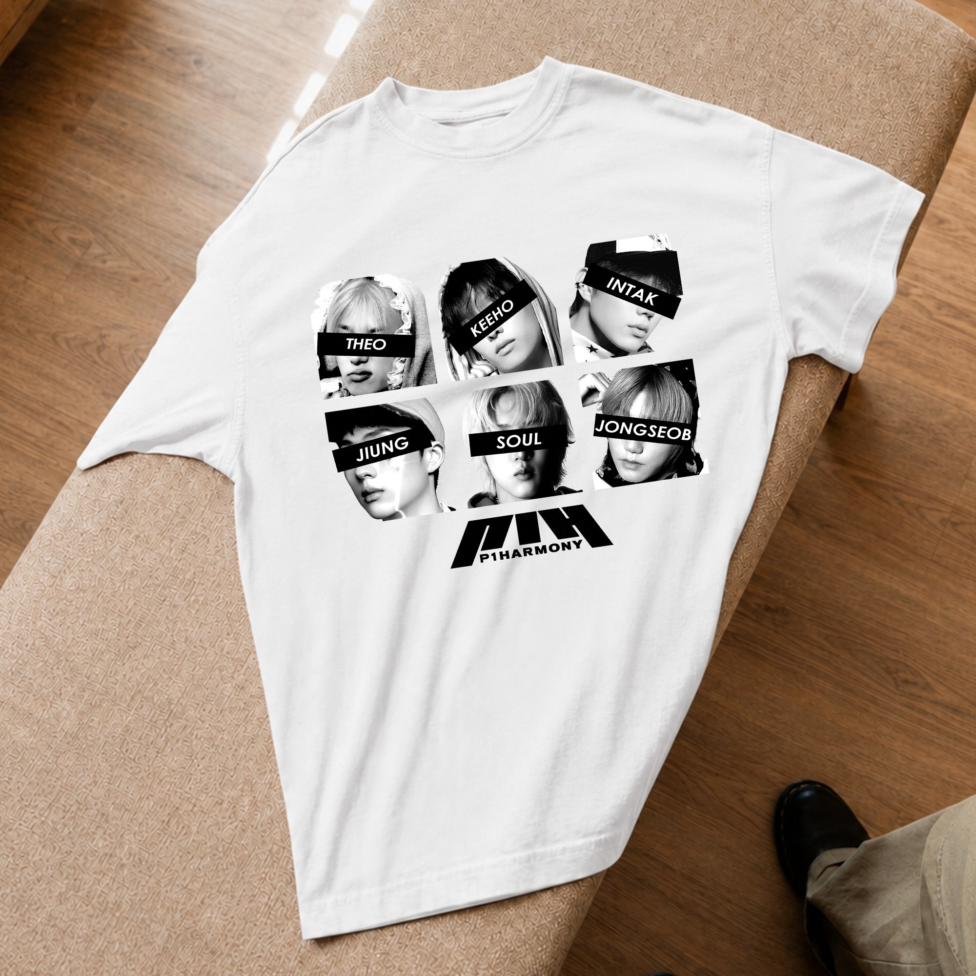 P1Harmony Members Keeho Theo Jiung Intak Soul, Jongseob T-Shirt - Spread view, Y2K kpop concert tee