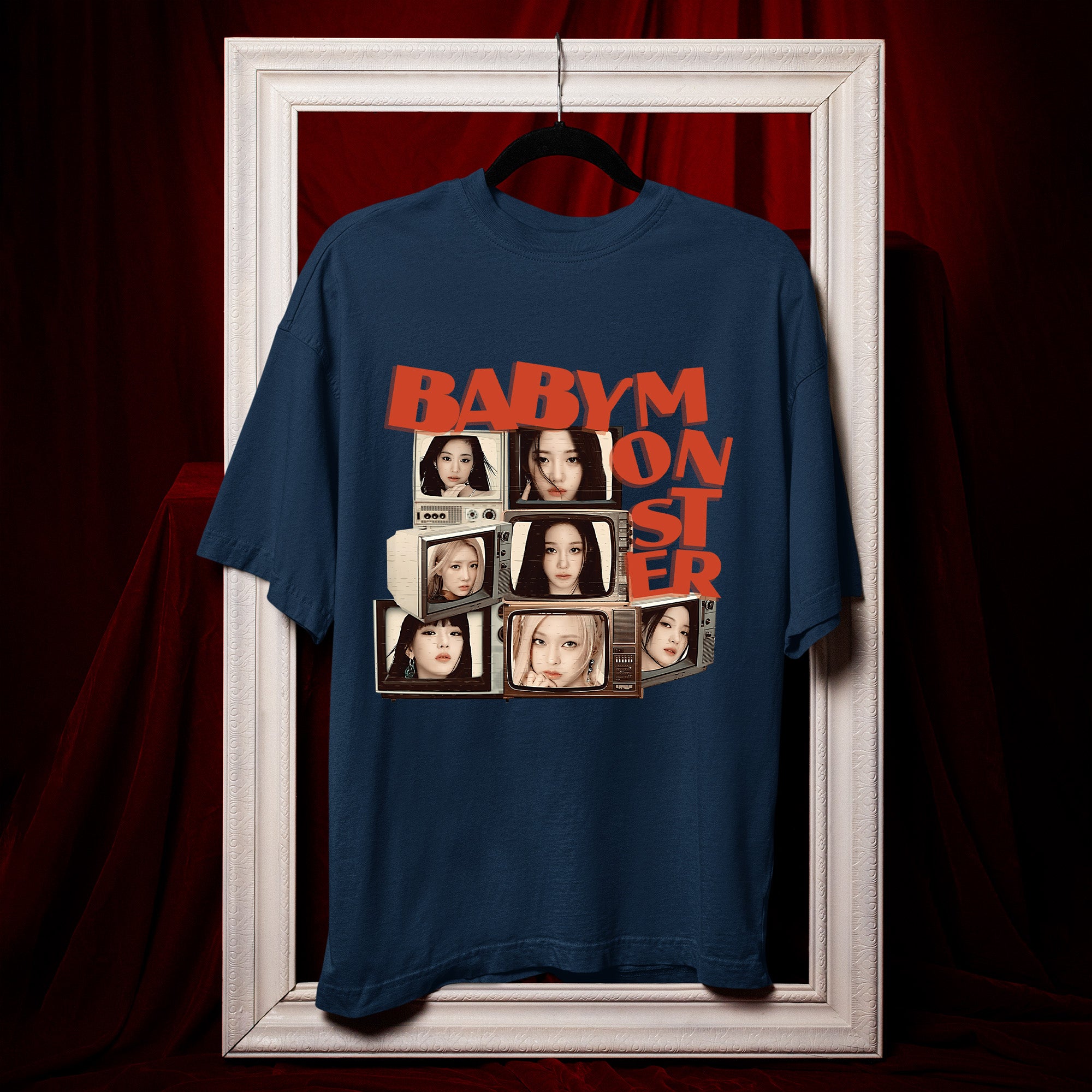 BABYMONSTER Retro Television T-Shirt - Hang view, Y2K kpop concert tee