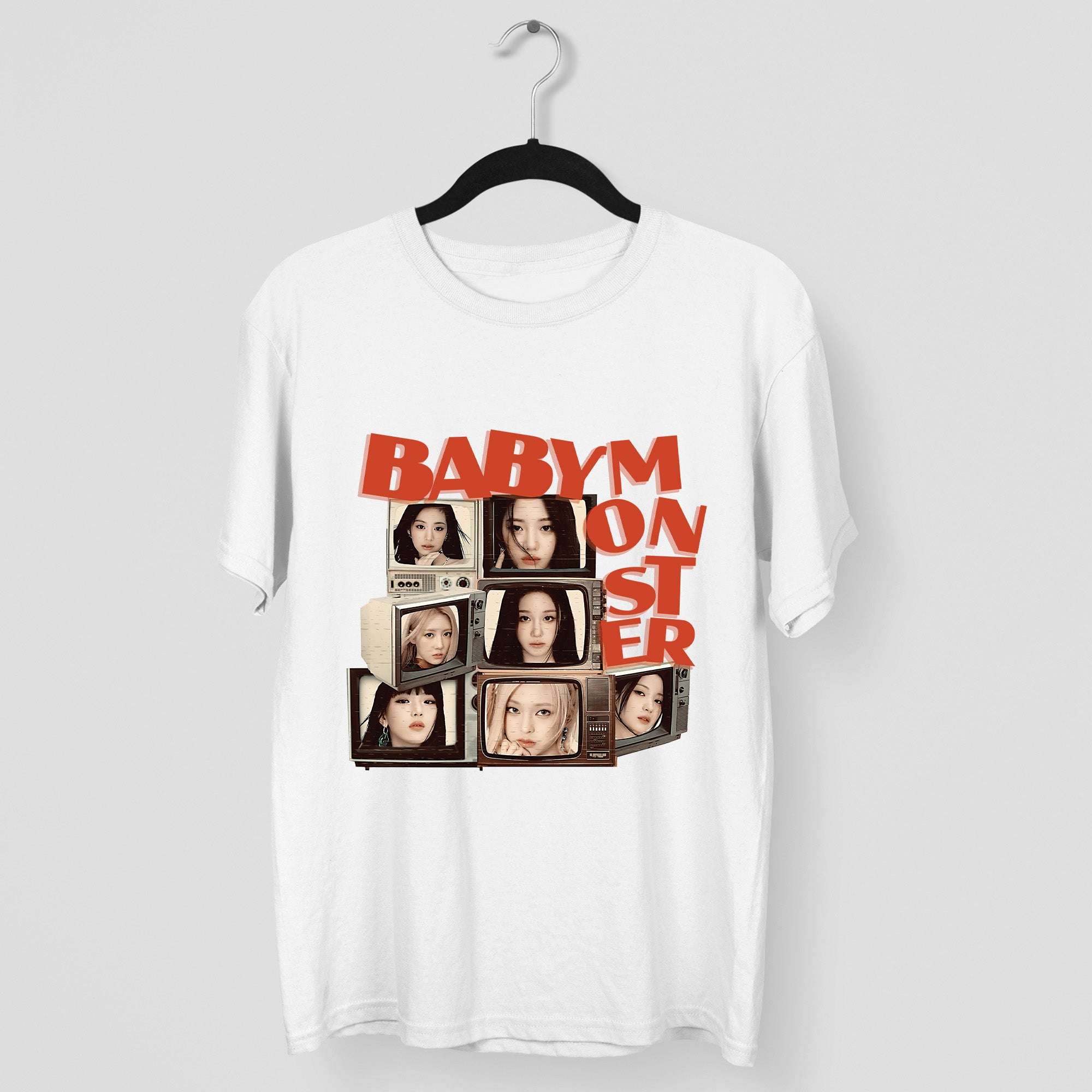 BABYMONSTER Retro Television T-Shirt - Main view, Y2K kpop concert tee
