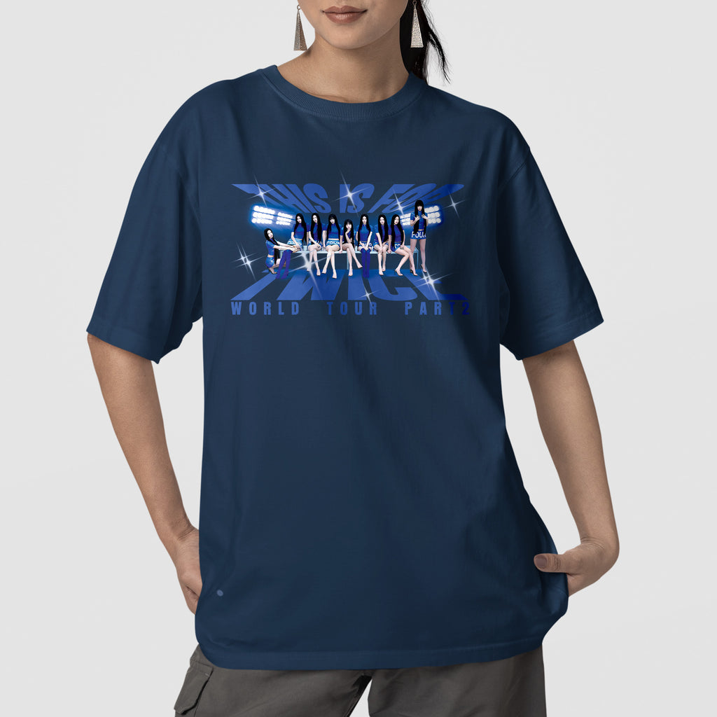 TWICE This IS For in US & EU T-Shirt - Front view, Y2K kpop concert tee