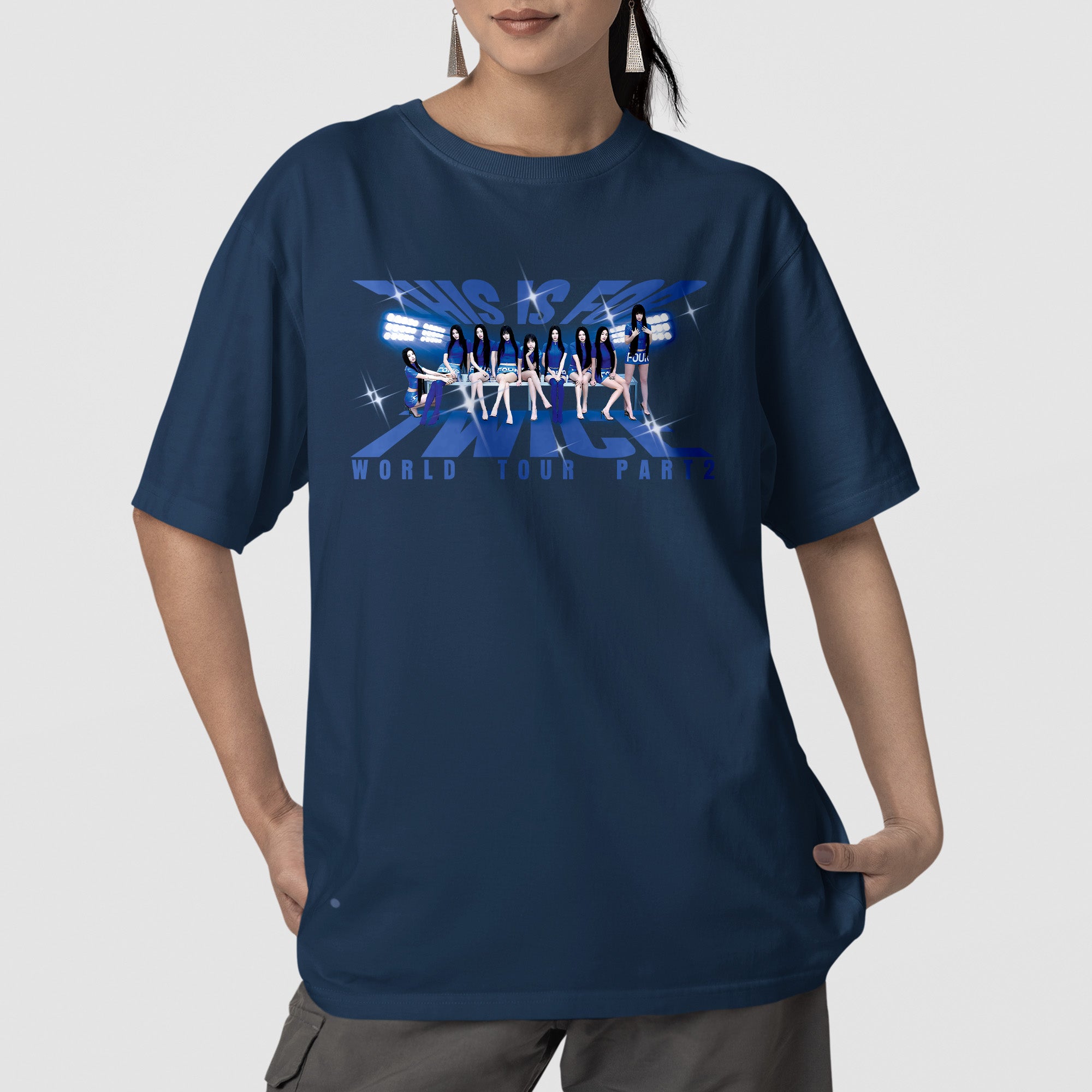 TWICE This IS For in US & EU T-Shirt - Front view, Y2K kpop concert tee